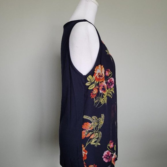 New York & Company Navy Floral Sleeveless Top - Picture 5 of 6